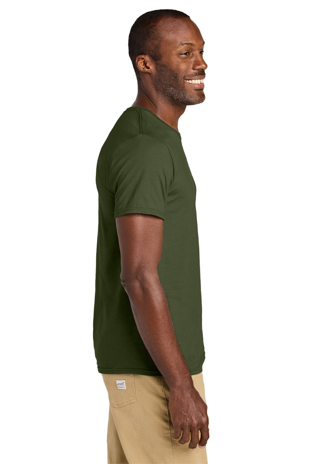 Jerzees 363M Mens Classics Short Sleeve Crewneck T-Shirt Military Green Model Side