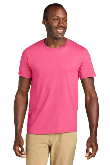 Jerzees 363M Mens Classics Short Sleeve Crewneck T-Shirt Neon Pink Model Front