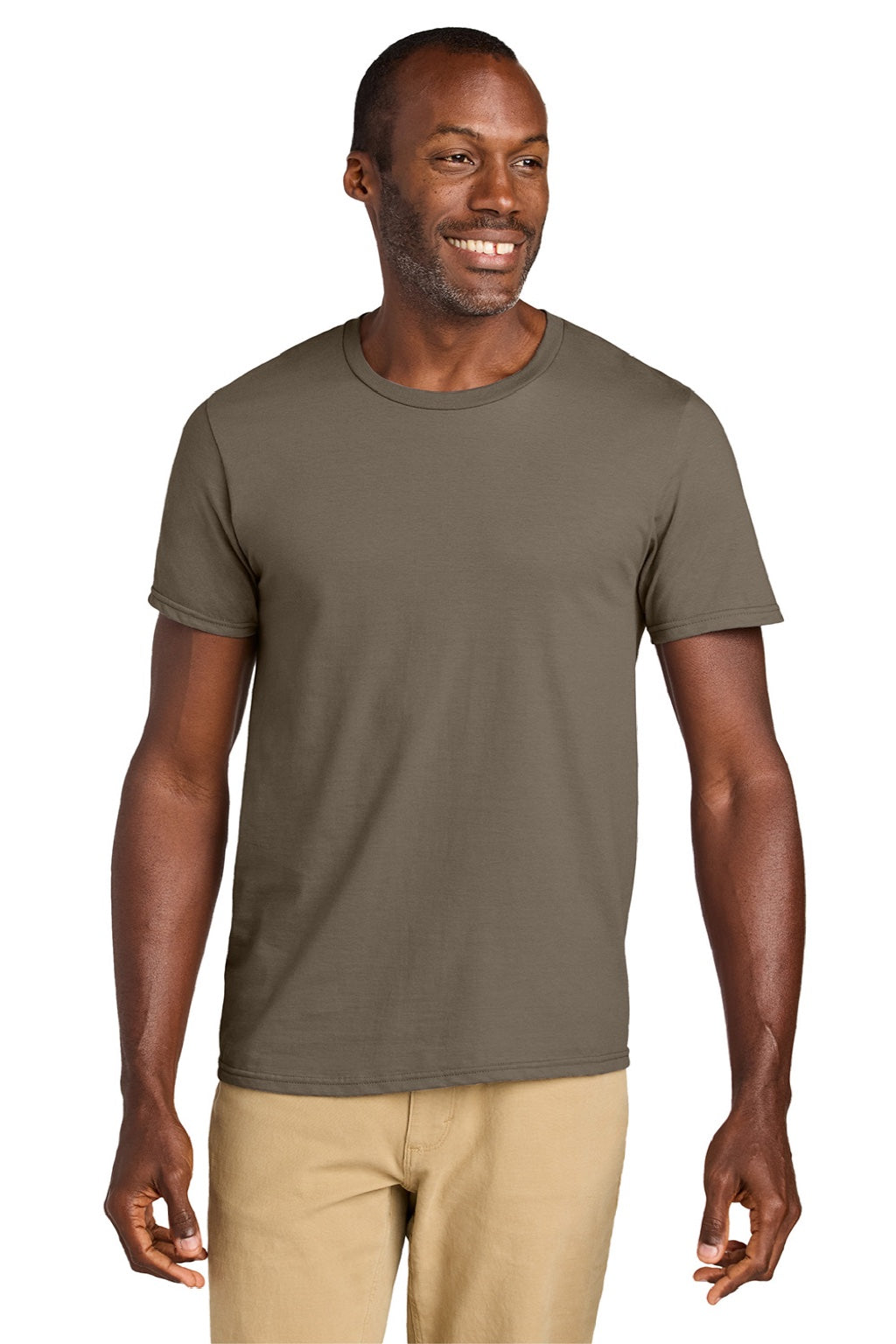 Jerzees 363M Mens Classics Short Sleeve Crewneck T-Shirt Safari Brown Model Front