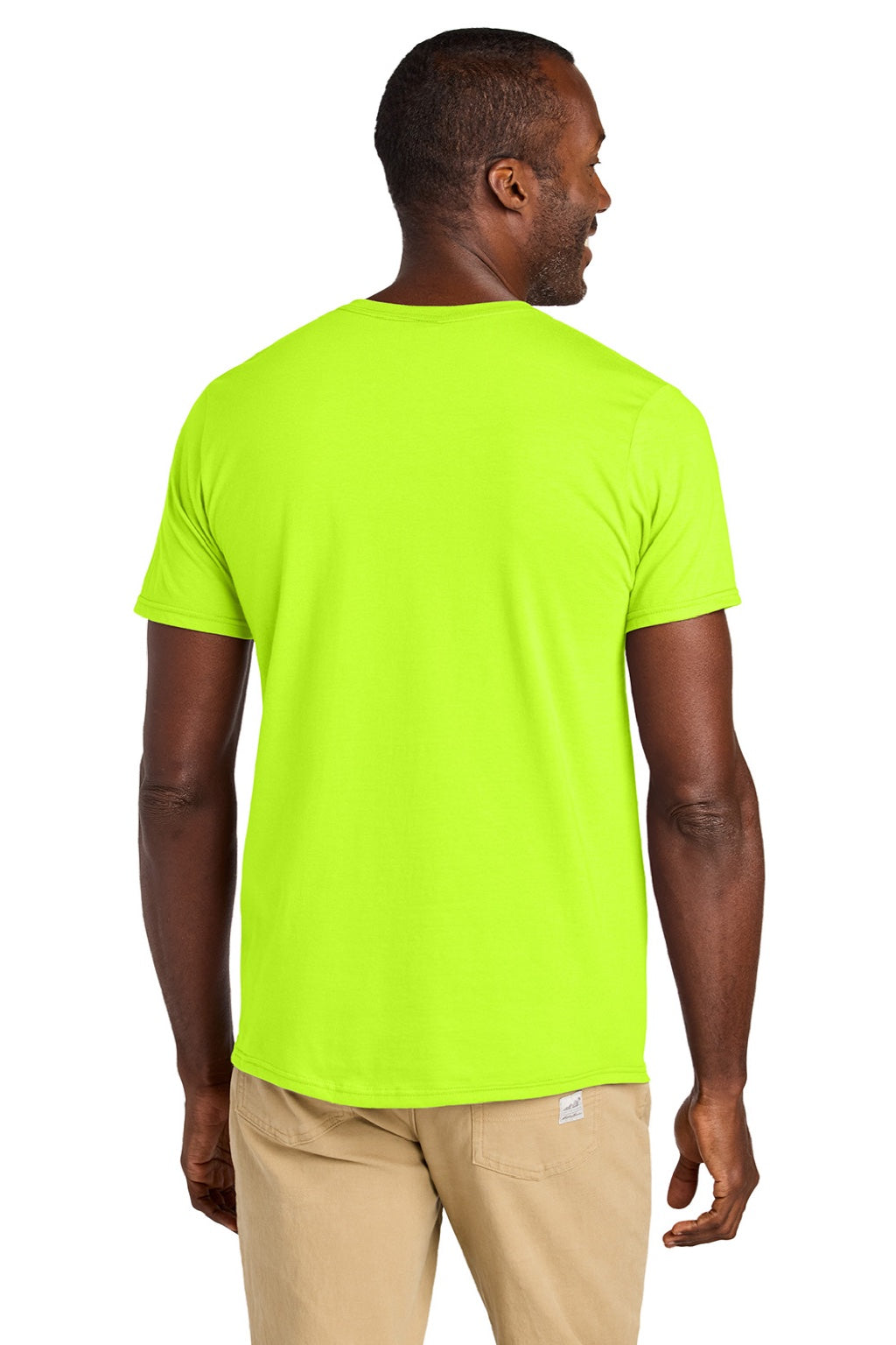 Jerzees 363M Mens Classics Short Sleeve Crewneck T-Shirt Safety Green Model Back