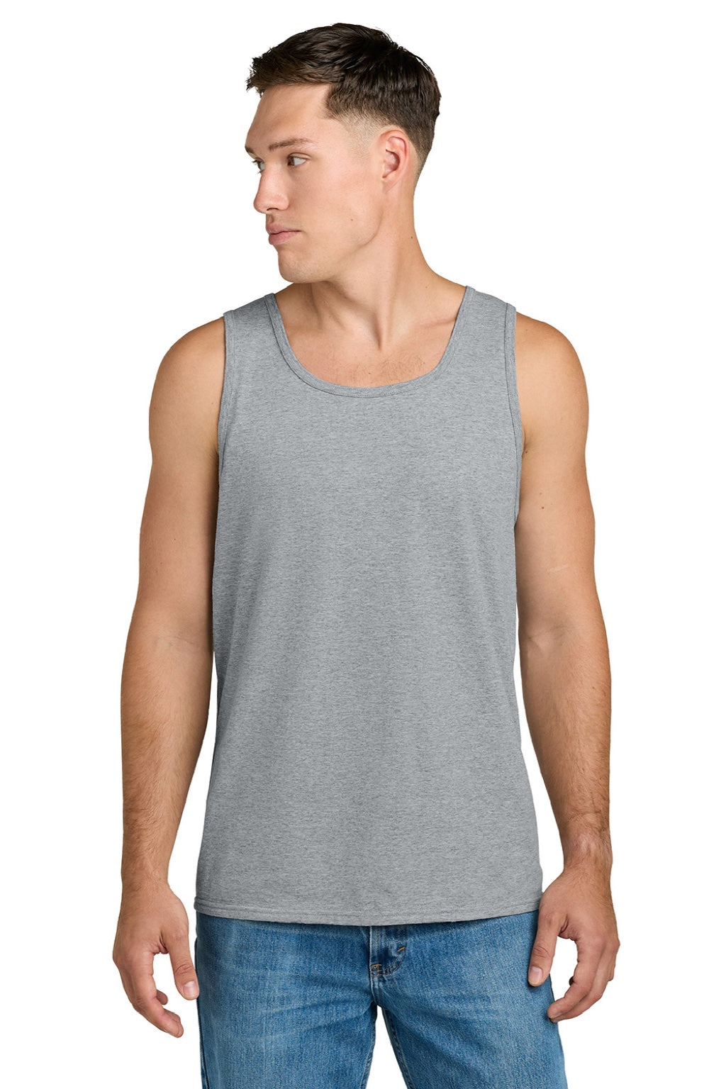Jerzees 363TK Mens Classic Cotton Tank Top Heather Grey Model Front