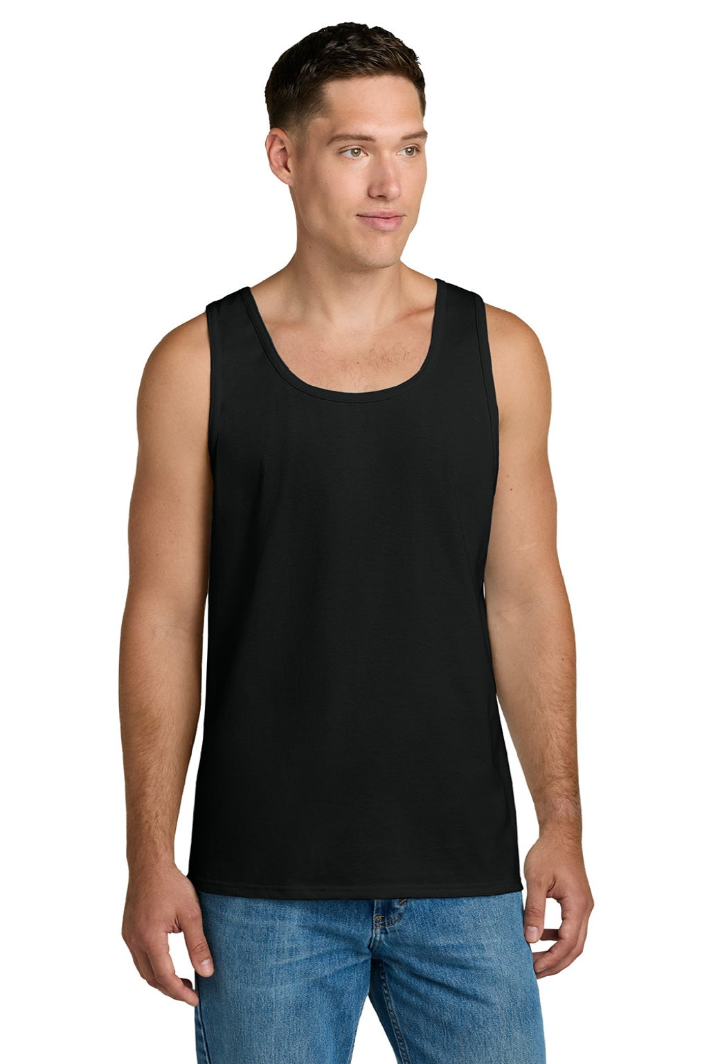Jerzees 363TK Mens Classic Cotton Tank Top Ink Black Model Front
