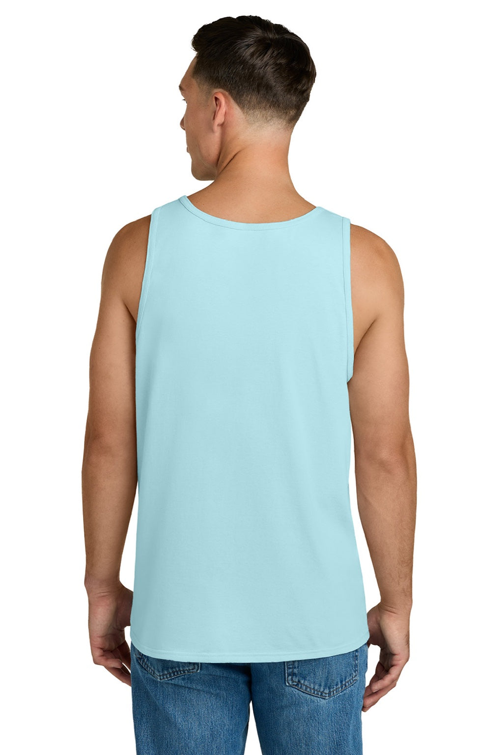 Jerzees 363TK Mens Classic Cotton Tank Top Breezy Blue Model Back