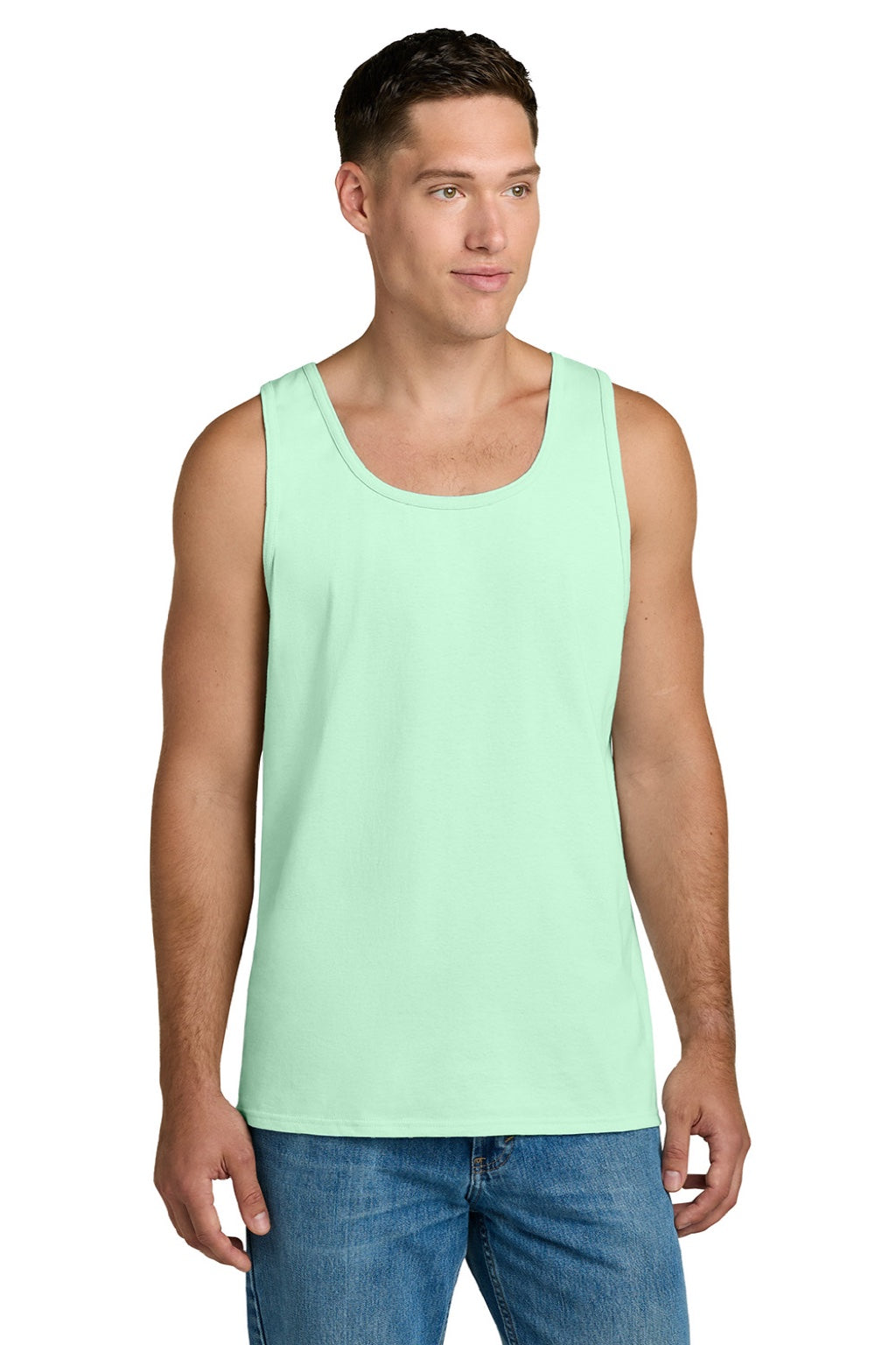 Jerzees 363TK Mens Classic Cotton Tank Top Mint To Be Green Model Front