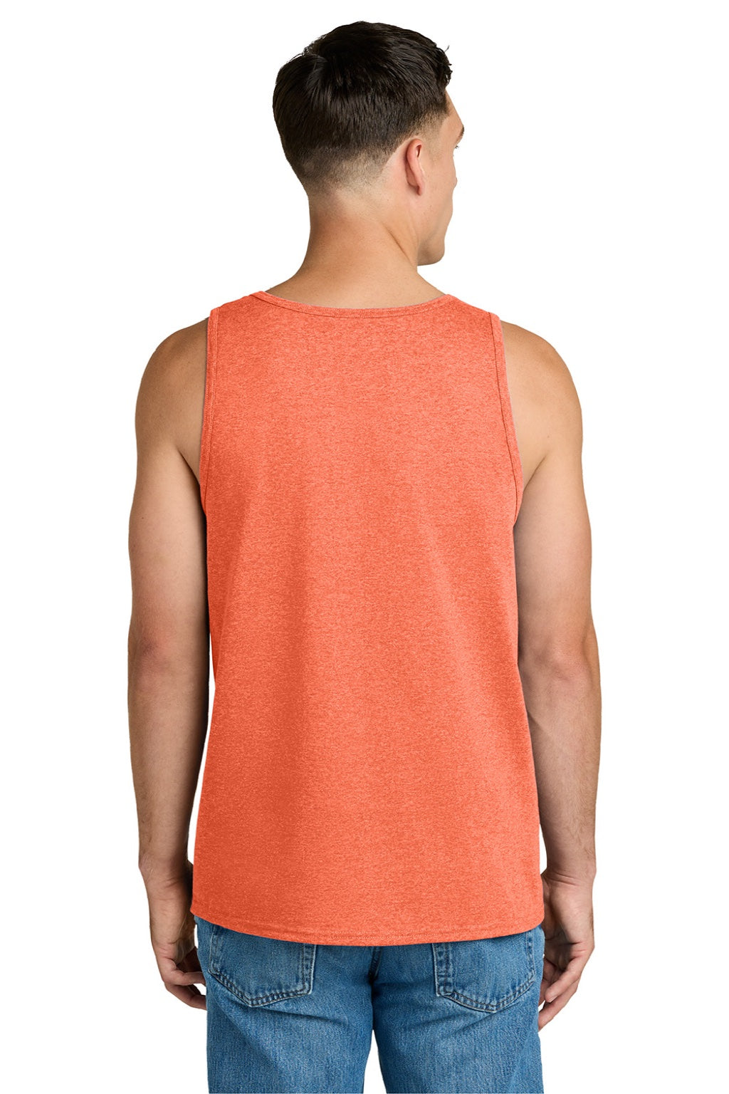 Jerzees 363TK Mens Classic Cotton Tank Top Heather Retro Coral Orange Model Back