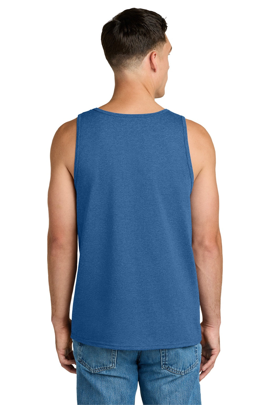 Jerzees 363TK Mens Classic Cotton Tank Top Retro Heather Royal Blue Model Back