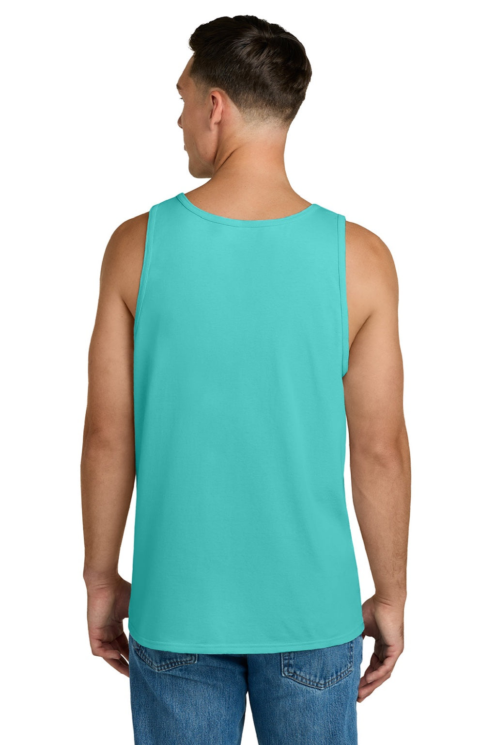 Jerzees 363TK Mens Classic Cotton Tank Top Scuba Blue Model Back