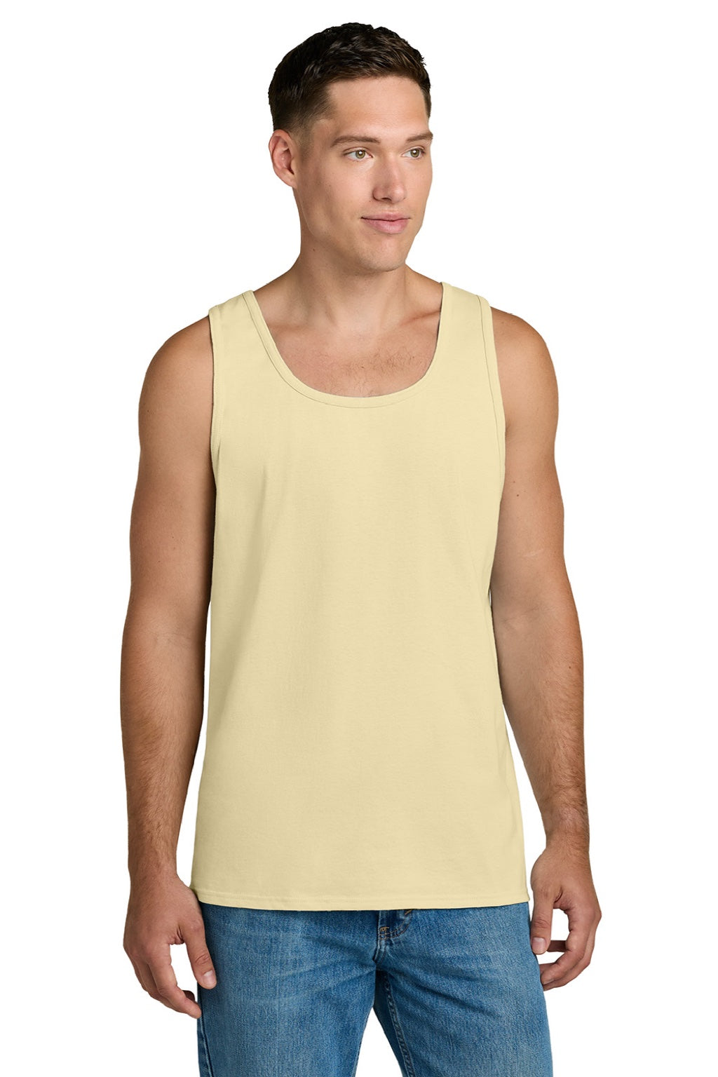 Jerzees 363TK Mens Classic Cotton Tank Top Surf Yellow Model Front