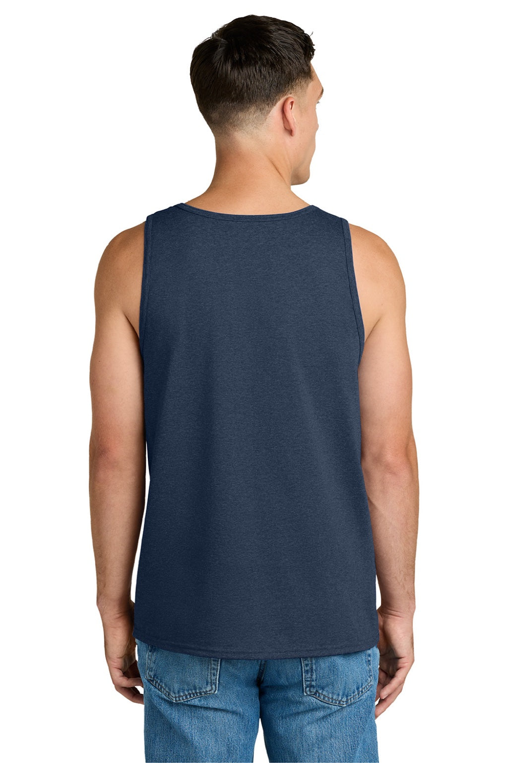 Jerzees 363TK Mens Classic Cotton Tank Top Heather Vintage Navy Blue Model Back