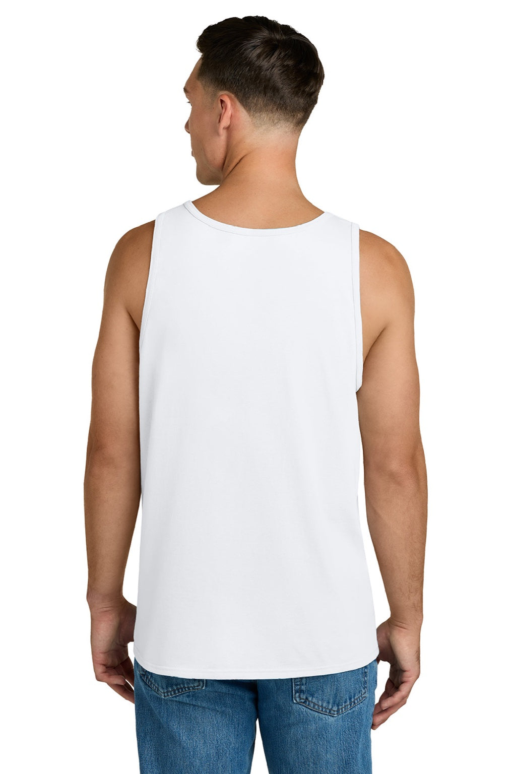Jerzees 363TK Mens Classic Cotton Tank Top White Model Back