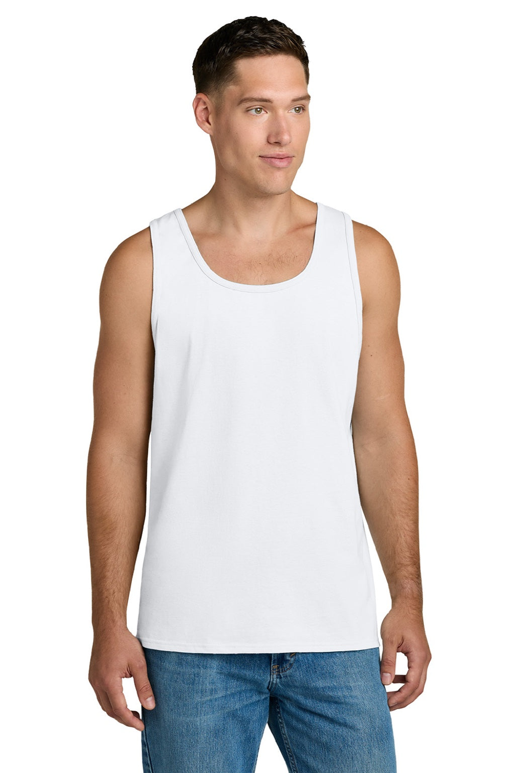 Jerzees 363TK Mens Classic Cotton Tank Top White Model Front