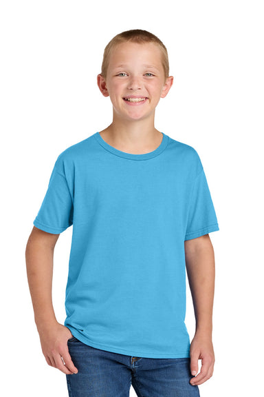 Jerzees 363Y Youth Classics Short Sleeve Crewneck T-Shirt Aquatic Blue Model Front
