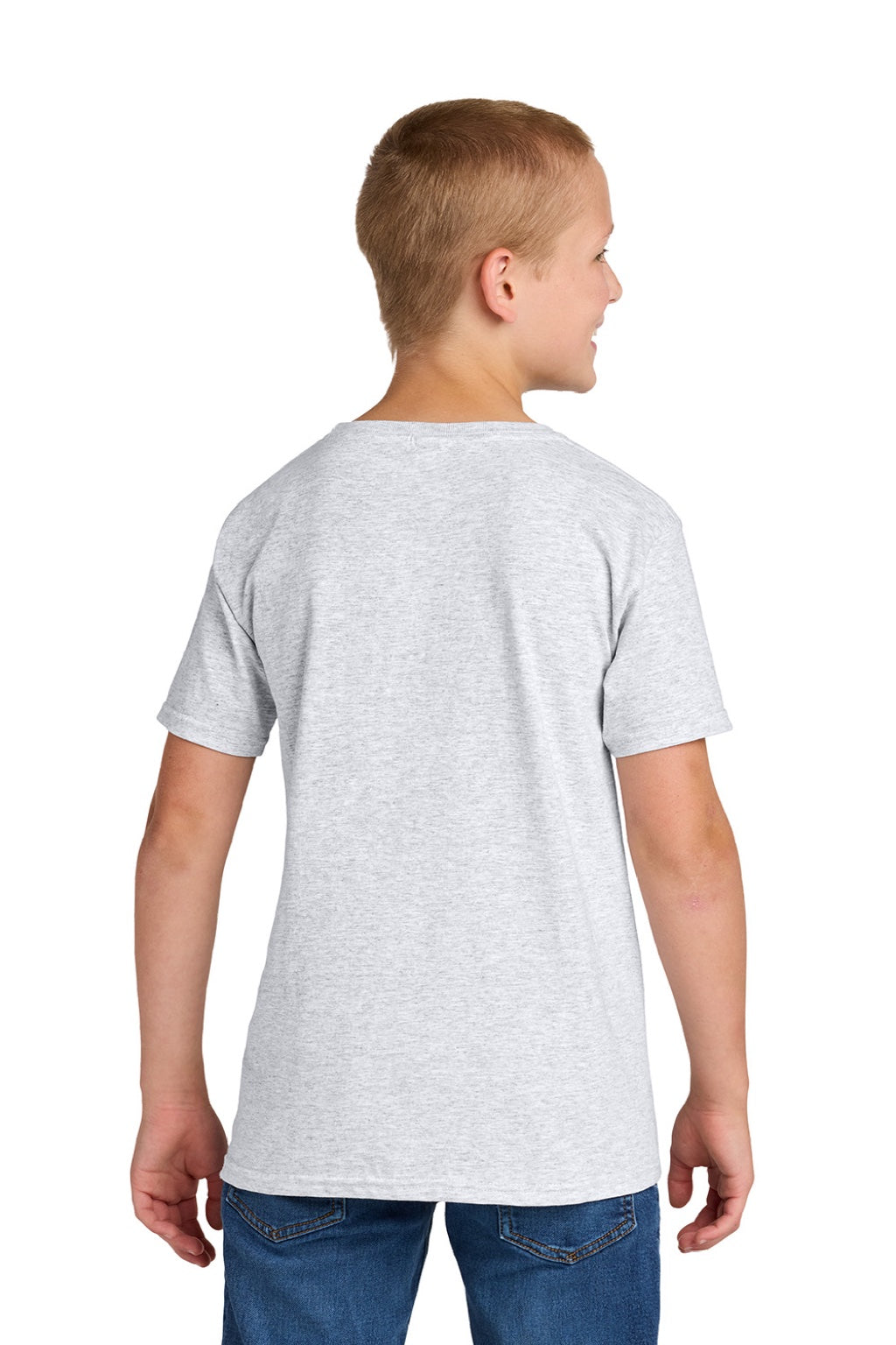 Jerzees 363Y Youth Classics Short Sleeve Crewneck T-Shirt Ash Grey Model Back