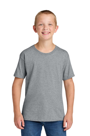 Jerzees 363Y Youth Classics Short Sleeve Crewneck T-Shirt Heather Grey Model Front