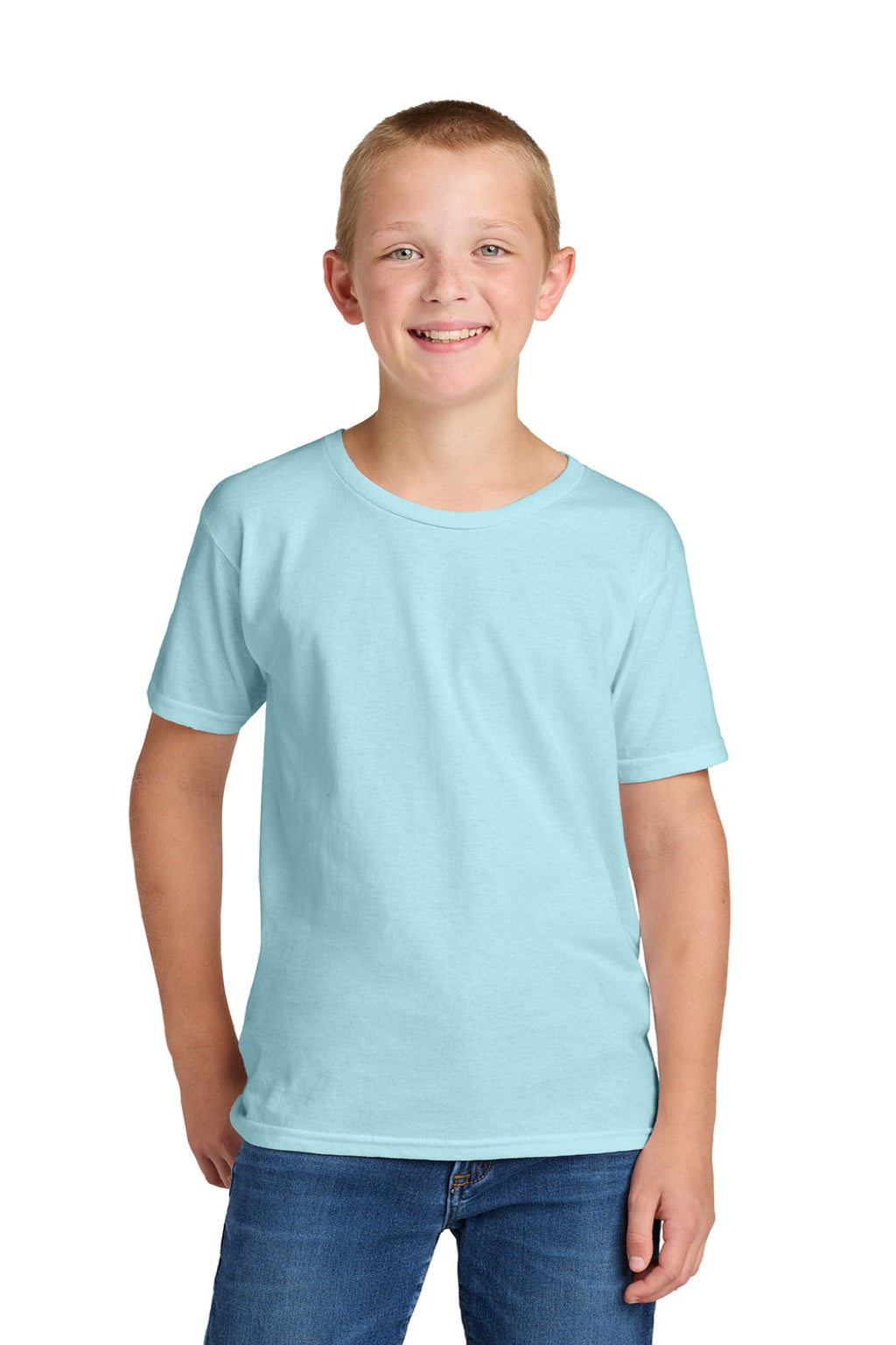 Jerzees 363Y Youth Classics Short Sleeve Crewneck T-Shirt Breezy Blue Model Front