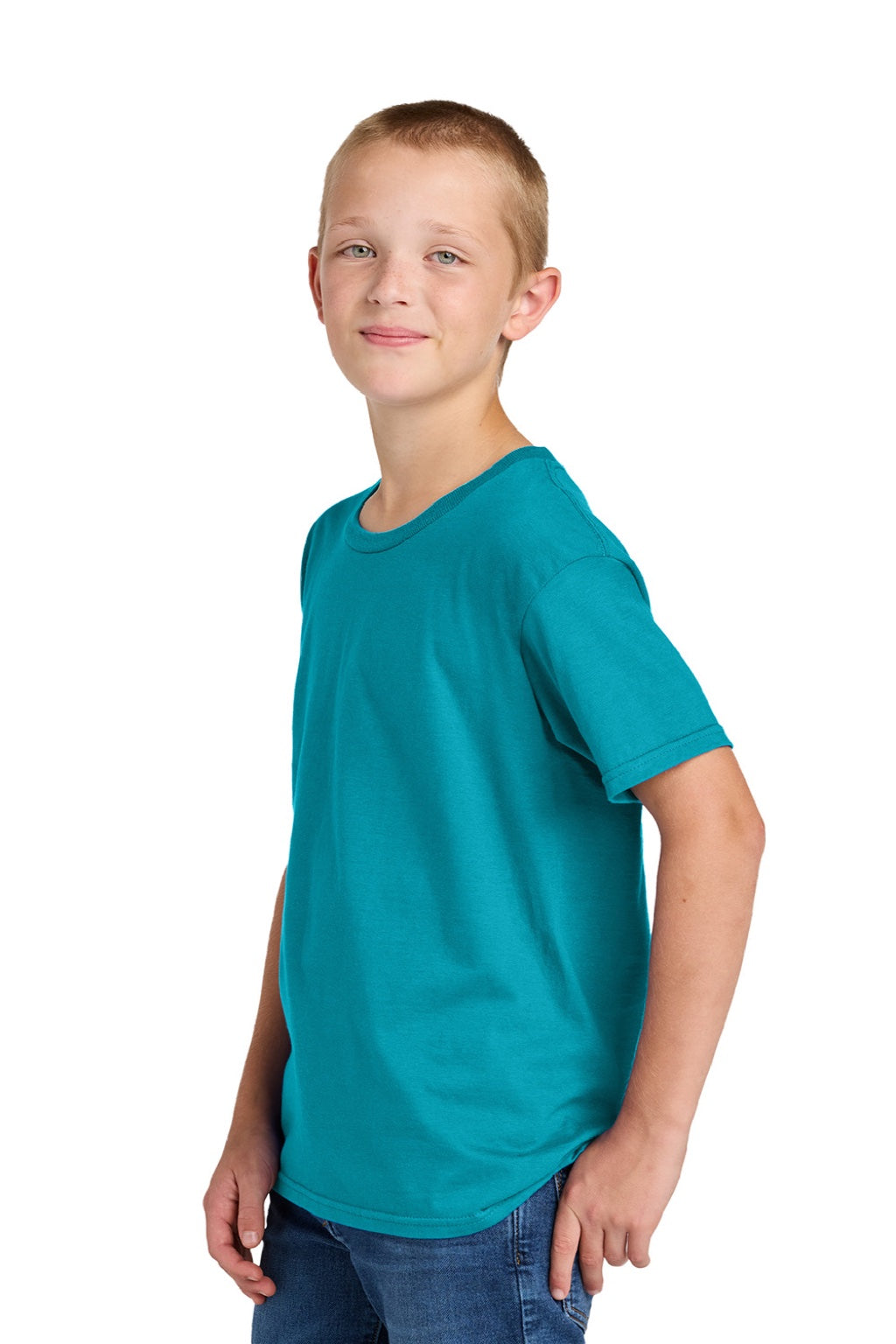 Jerzees 363Y Youth Classics Short Sleeve Crewneck T-Shirt California Blue Model Side