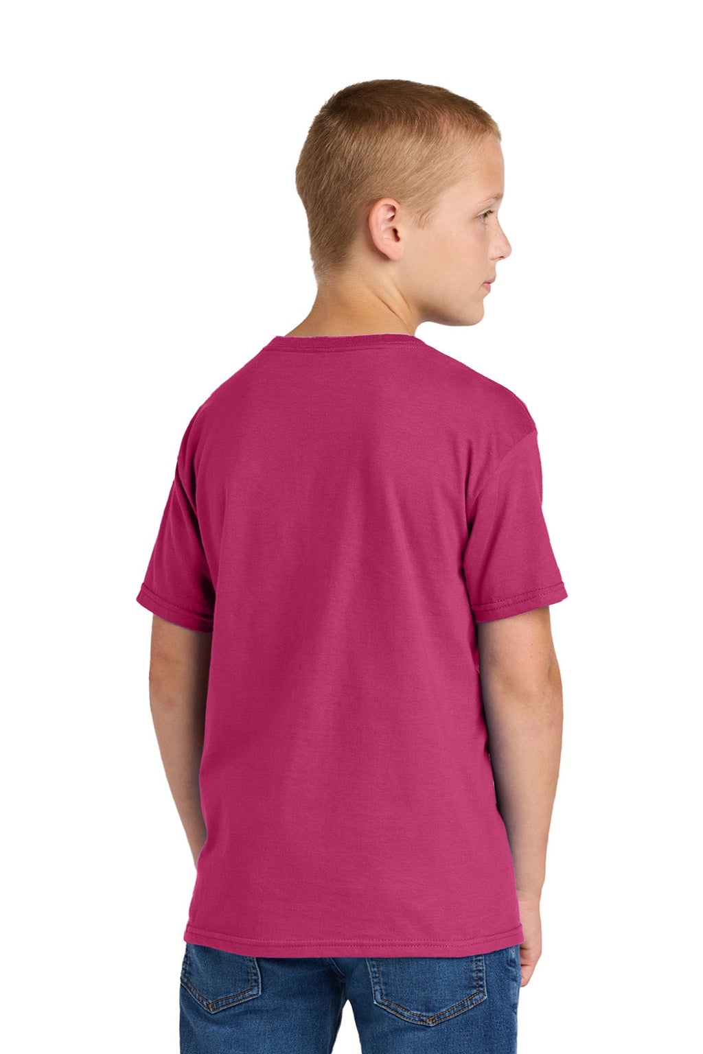 Jerzees 363Y Youth Classics Short Sleeve Crewneck T-Shirt Cyber Pink Model Back