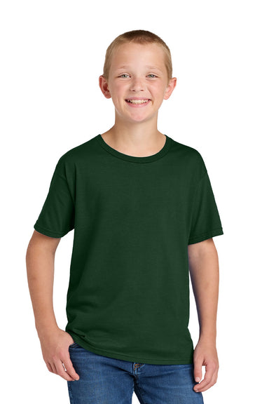 Jerzees 363Y Youth Classics Short Sleeve Crewneck T-Shirt Forest Green Model Front