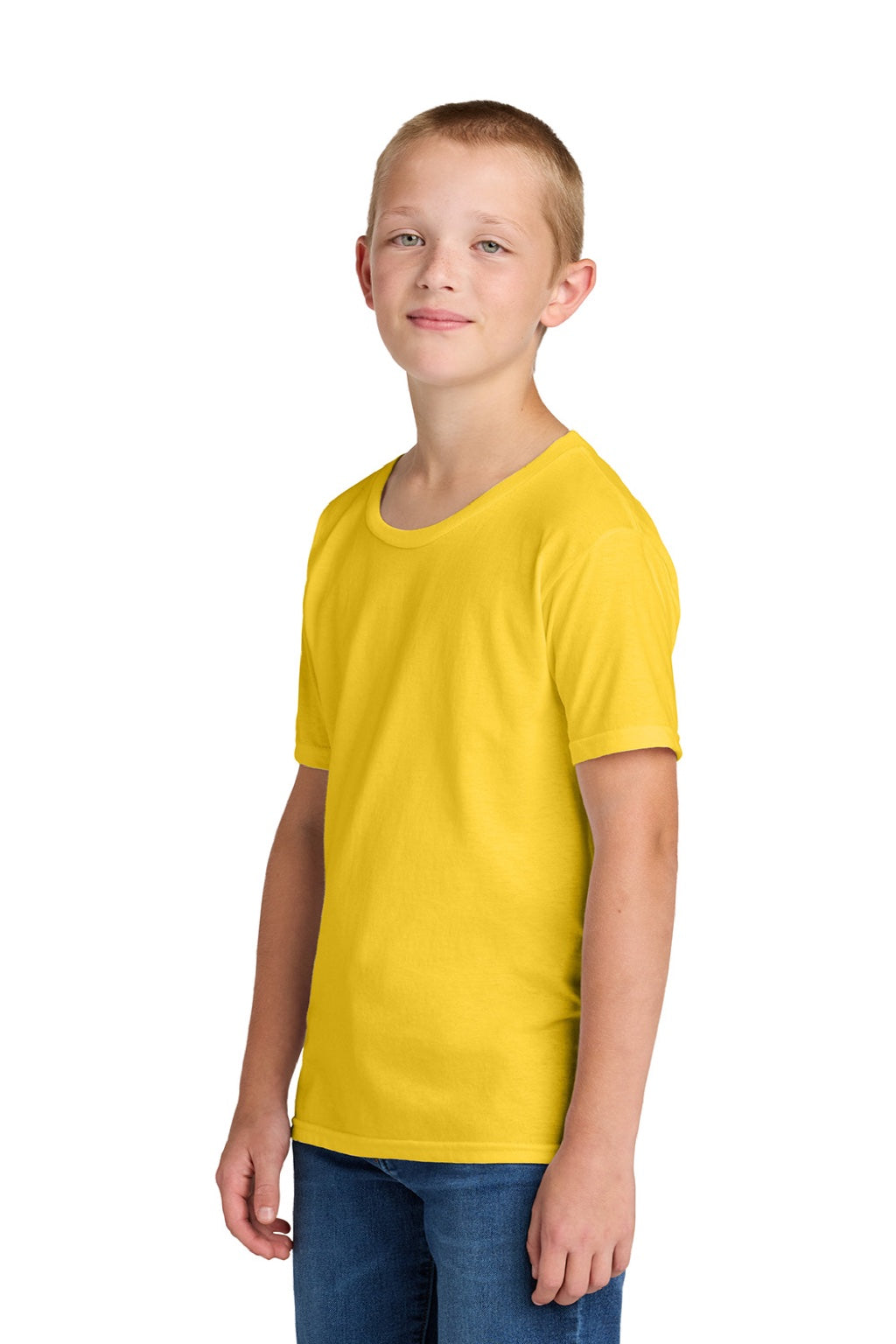 Jerzees 363Y Youth Classics Short Sleeve Crewneck T-Shirt Island Yellow Model Side