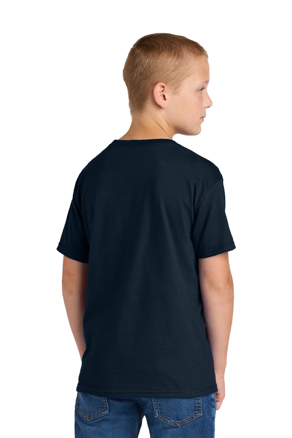 Jerzees 363Y Youth Classics Short Sleeve Crewneck T-Shirt Navy Blue Model Back