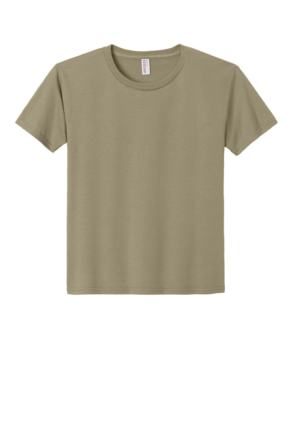 Jerzees 363Y Youth Classics Short Sleeve Crewneck T-Shirt Khaki Brown Flat Front