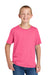 Jerzees 363Y Youth Classics Short Sleeve Crewneck T-Shirt Neon Pink Model Front