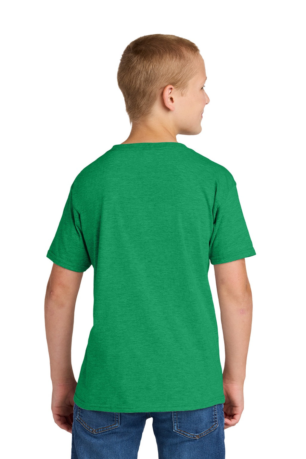 Jerzees 363Y Youth Classics Short Sleeve Crewneck T-Shirt Heather Retro Green Model Back
