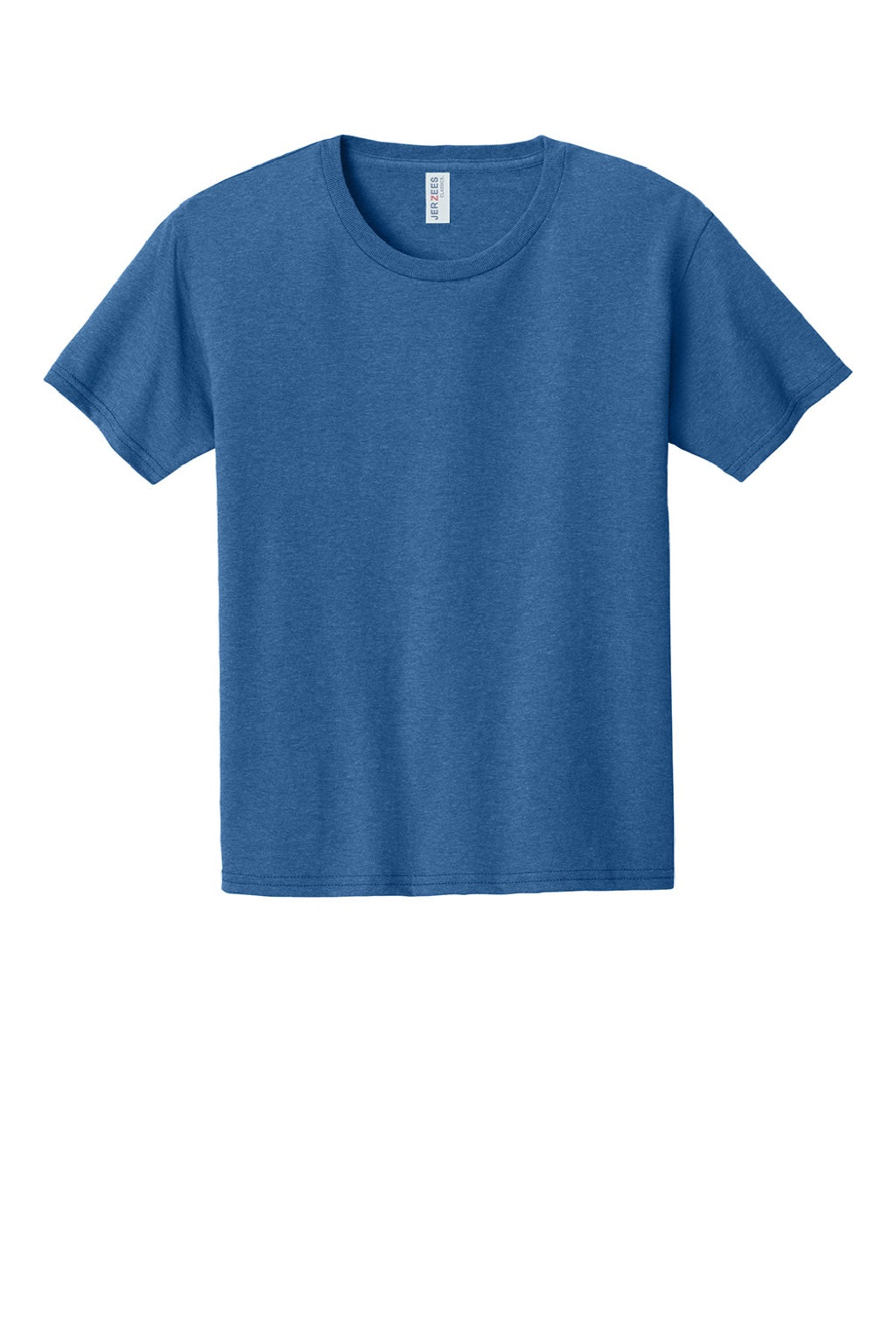 Jerzees 363Y Youth Classics Short Sleeve Crewneck T-Shirt Heather Retro Royal Blue Flat Front