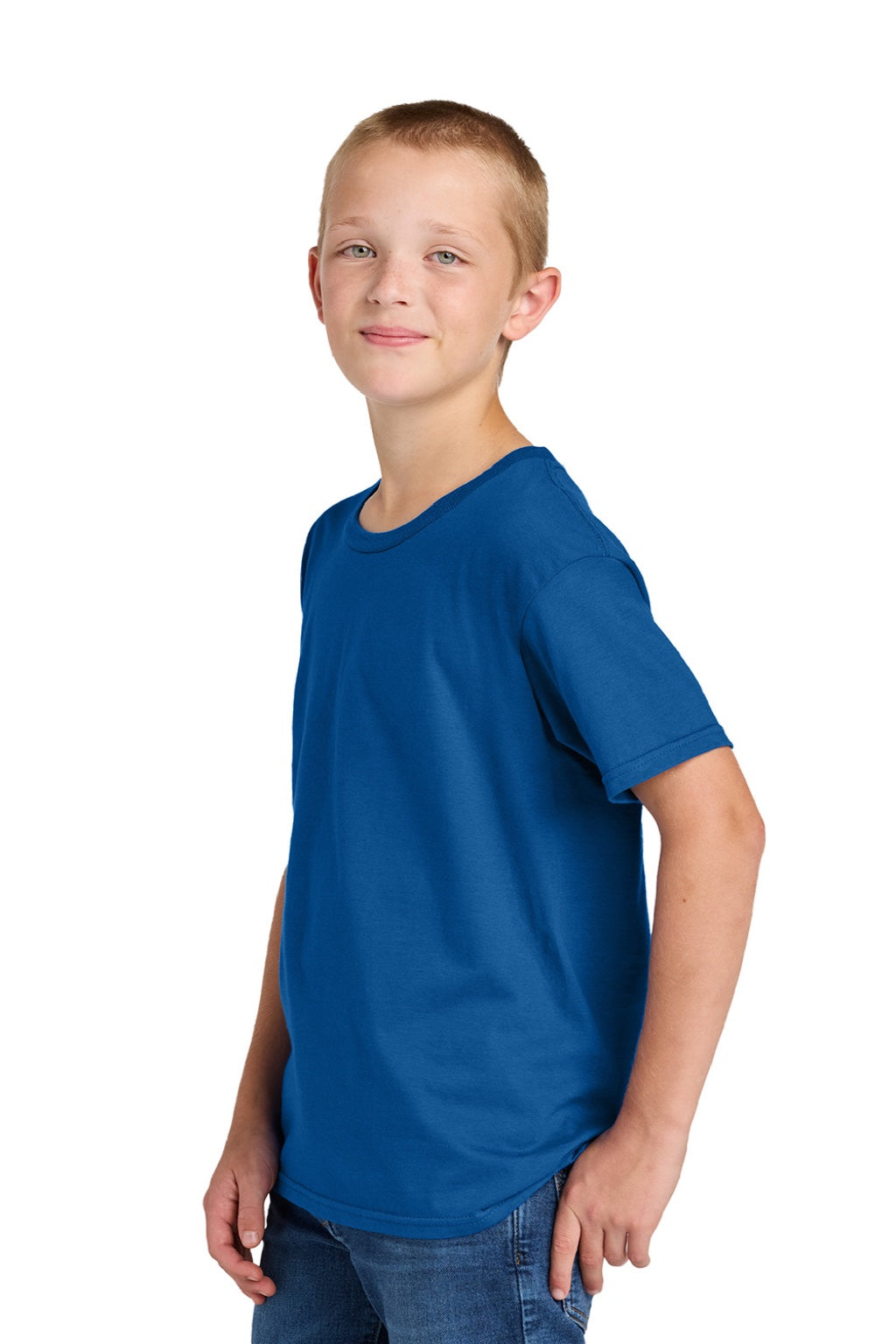 Jerzees 363Y Youth Classics Short Sleeve Crewneck T-Shirt Royal Blue Model Side