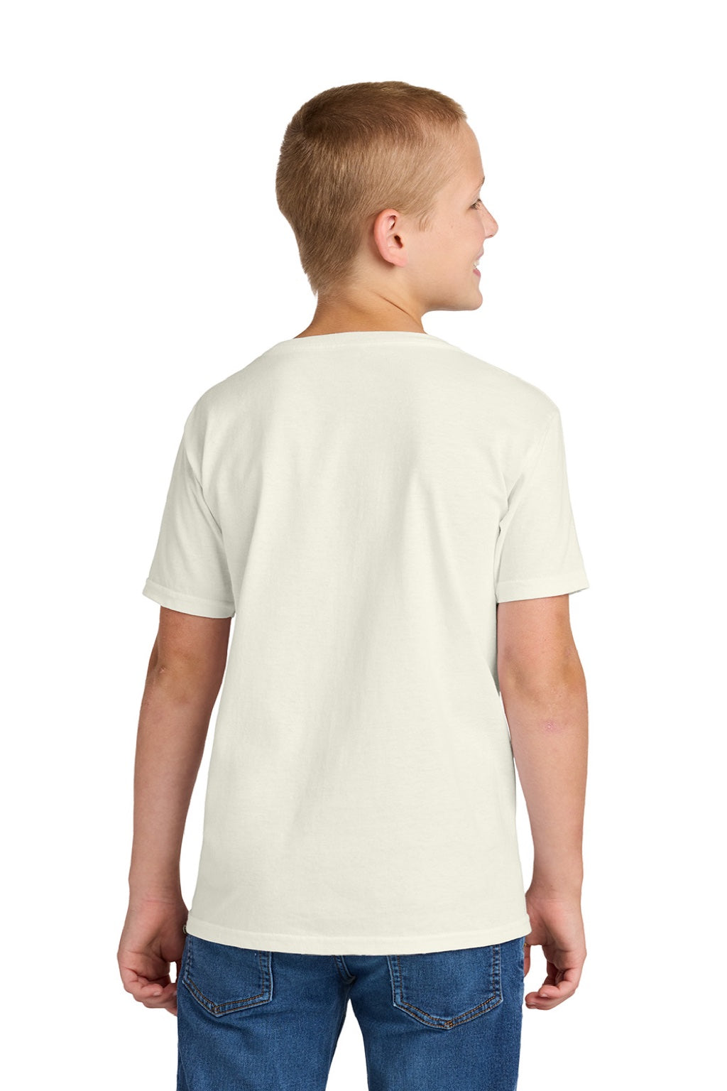 Jerzees 363Y Youth Classics Short Sleeve Crewneck T-Shirt Heather Sweet Cream Model Back