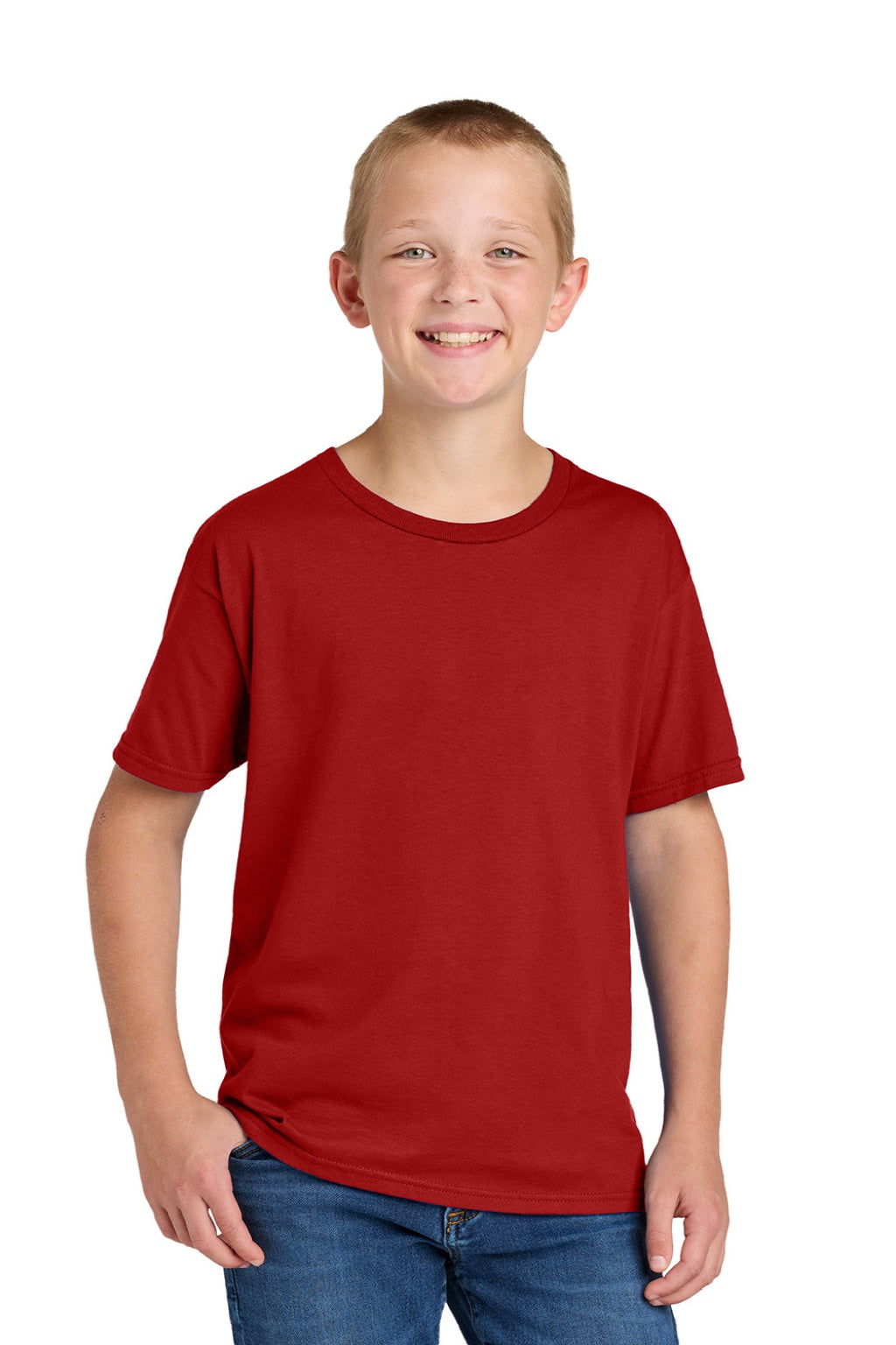 Jerzees 363Y Youth Classics Short Sleeve Crewneck T-Shirt True Red Model Front