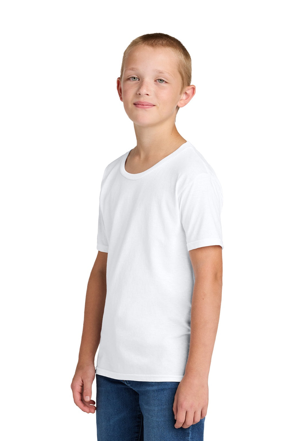 Jerzees 363Y Youth Classics Short Sleeve Crewneck T-Shirt White Model Side