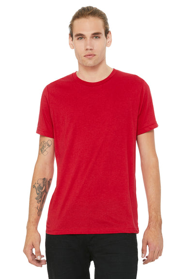 Bella + Canvas BC3650/3650 Mens Short Sleeve Crewneck T-Shirt Red Model Front