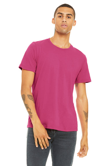 Bella + Canvas BC3650/3650 Mens Short Sleeve Crewneck T-Shirt Berry Pink Model Front