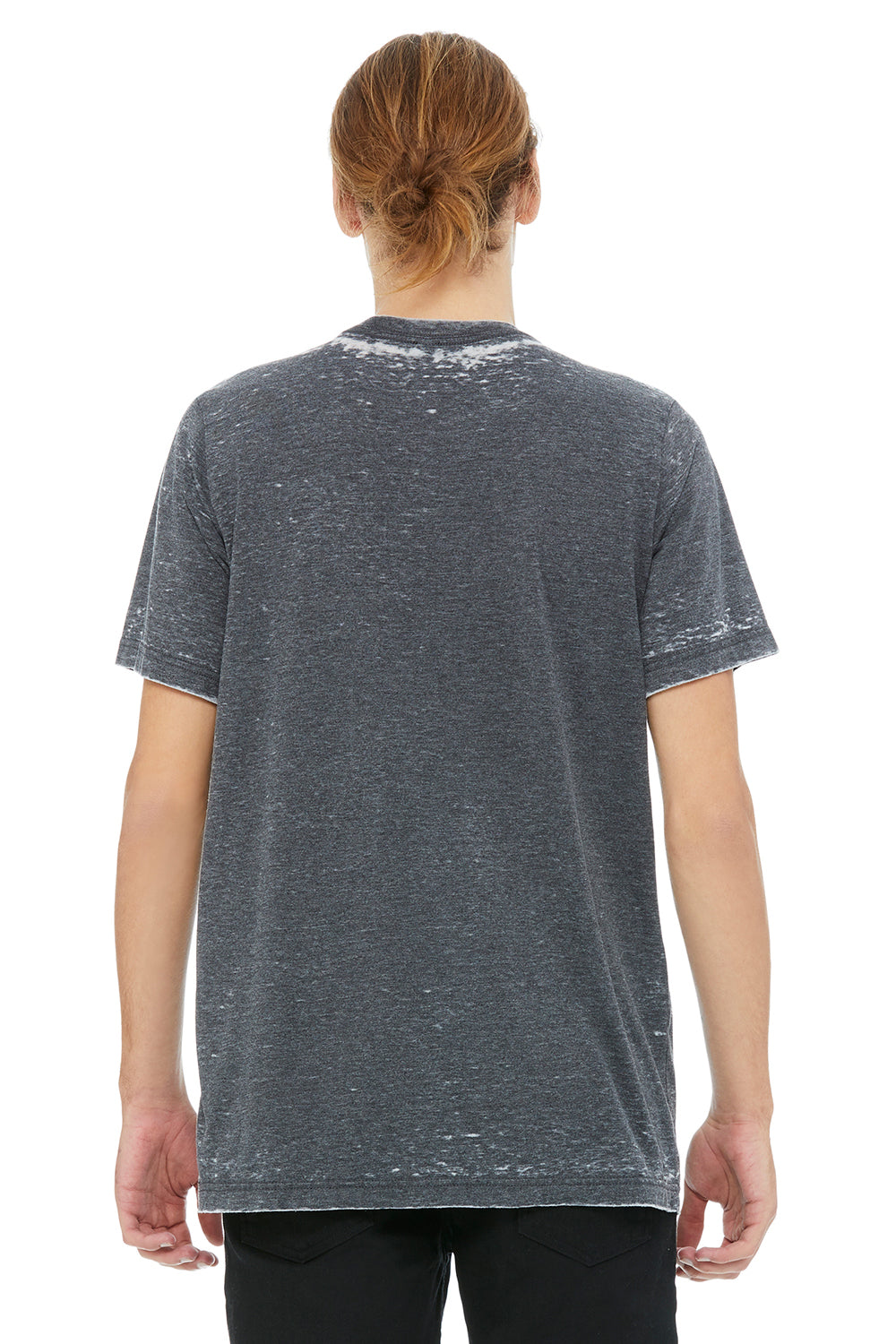 Bella + Canvas BC3650/3650 Mens Short Sleeve Crewneck T-Shirt Grey Acid Washed Model Back