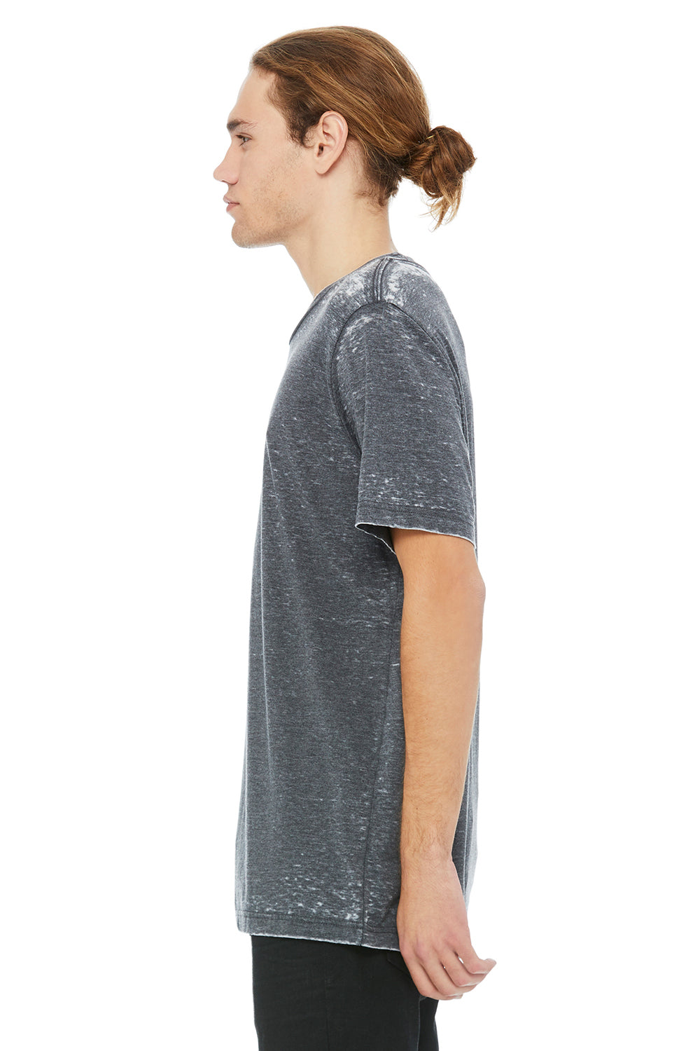 Bella + Canvas BC3650/3650 Mens Short Sleeve Crewneck T-Shirt Grey Acid Washed Model Side