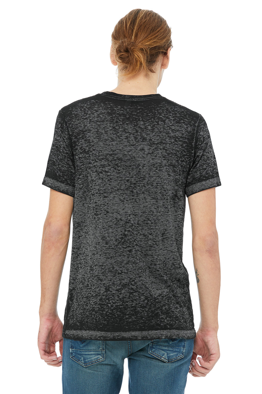Bella + Canvas BC3650/3650 Mens Short Sleeve Crewneck T-Shirt Black Acid Washed Model Back