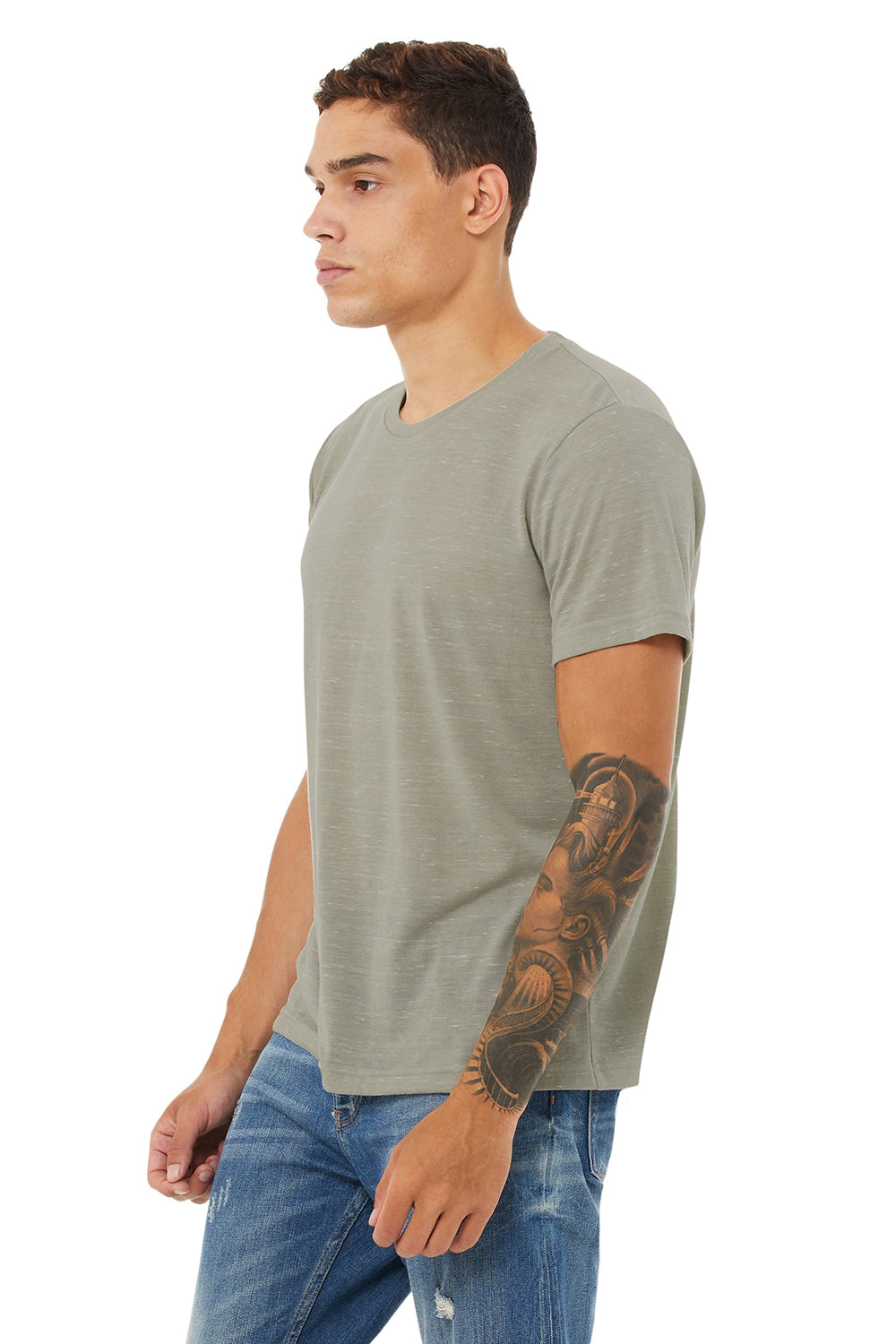 Bella + Canvas BC3650/3650 Mens Short Sleeve Crewneck T-Shirt Stone Marble Model 3Q