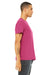Bella + Canvas BC3650/3650 Mens Short Sleeve Crewneck T-Shirt Berry Pink Model Side