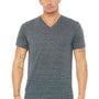 Bella + Canvas Mens Textured Jersey Short Sleeve V-Neck T-Shirt - Charcoal Grey Marble - Closeout