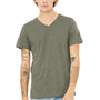Bella + Canvas Mens Jersey Short Sleeve V-Neck T-Shirt - Olive Green Slub