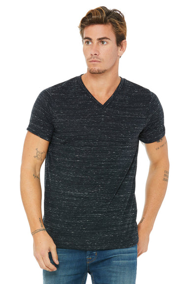 Bella + Canvas BC3005/3005/3655C Mens Jersey Short Sleeve V-Neck T-Shirt Black Marble Model Front