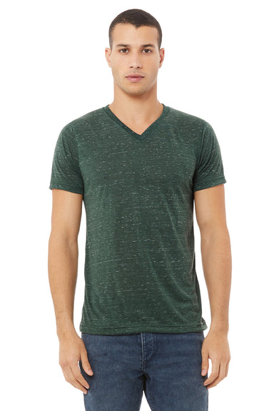 Bella + Canvas BC3005/3005/3655C Mens Jersey Short Sleeve V-Neck T-Shirt Forest Green Marble Model Front
