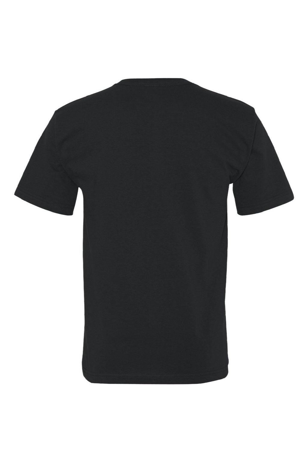 Bayside 5070 Mens USA Made Short Sleeve Crewneck T-Shirt w/ Pocket Black Flat Back