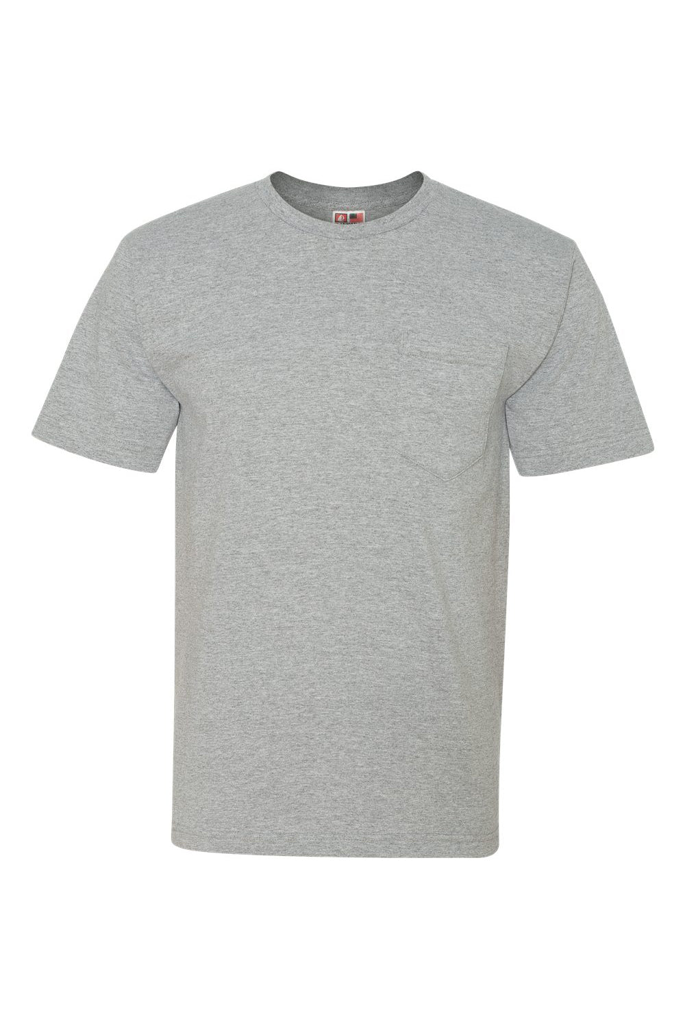 Bayside BA5070 Mens USA Made Short Sleeve Crewneck T-Shirt w/ Pocket Dark Ash Grey Flat Front