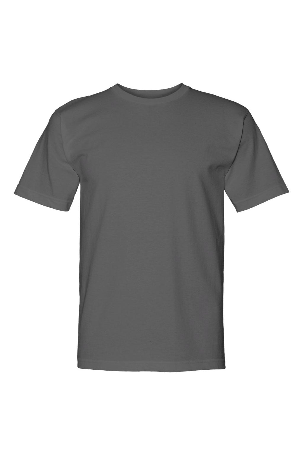 Bayside 5040 Mens USA Made Short Sleeve Crewneck T-Shirt Charcoal Grey Flat Front