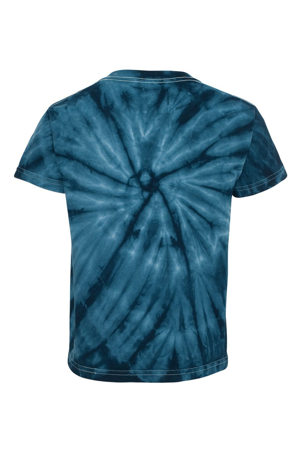 Dyenomite 20BCY Youth Cyclone Pinwheel Tie Dyed Short Sleeve Crewneck T-Shirt Navy Blue Flat Back
