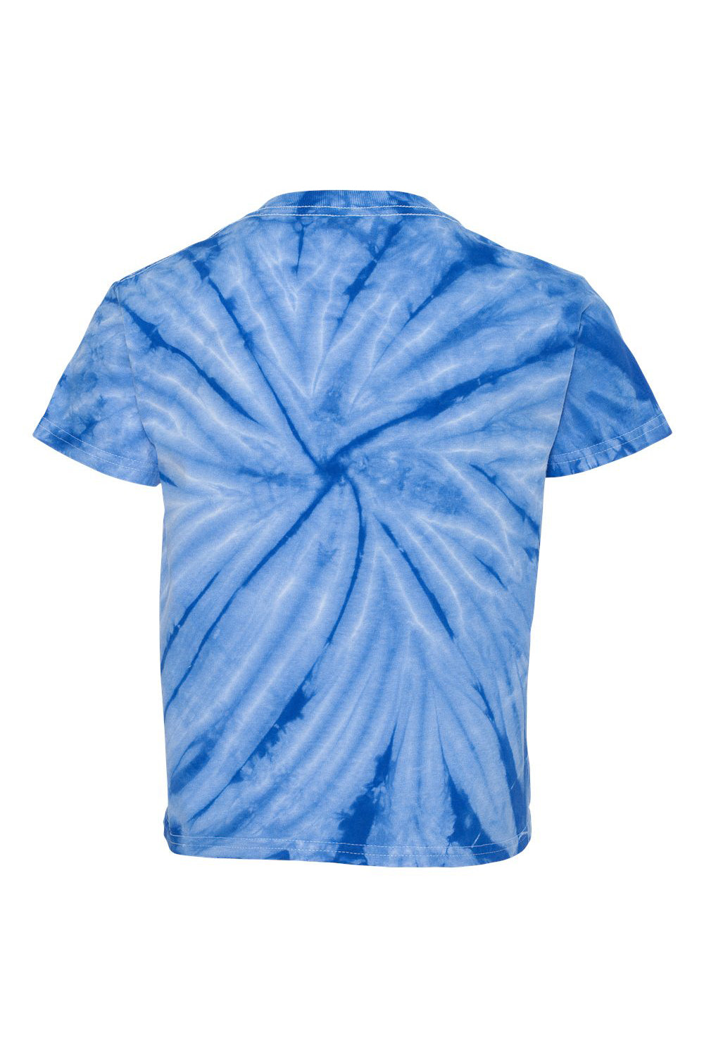 Dyenomite 20BCY Youth Cyclone Pinwheel Tie Dyed Short Sleeve Crewneck T-Shirt Royal Blue Flat Back