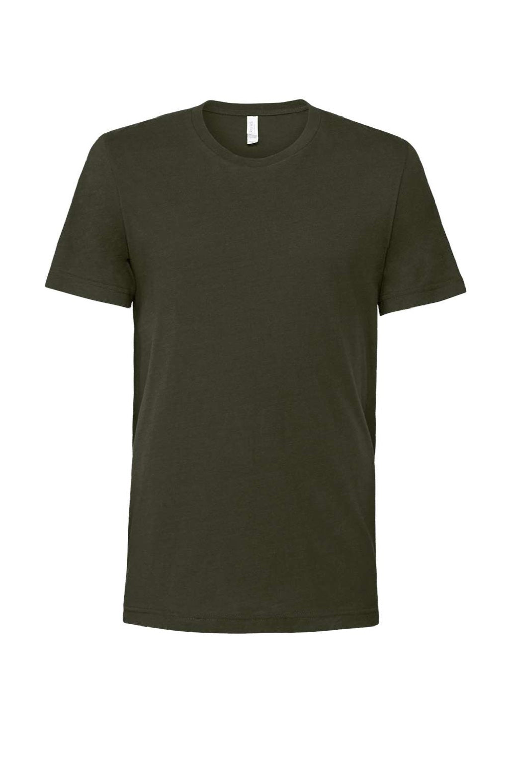 Bella + Canvas BC3001/3001 Mens Jersey Short Sleeve Crewneck T-Shirt Dark Olive Green Flat Front