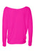 Bella + Canvas 8850 Womens Flowy Off Shoulder Long Sleeve Wide Neck T-Shirt Neon Pink Flat Back